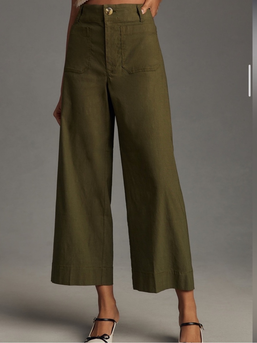 Maeve The Colette Olive Green High-Rise Wide-Leg Crop Pants!